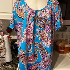 C womens Star Vixen casual paisley stretch short sleeve plus size top 3X. EUC